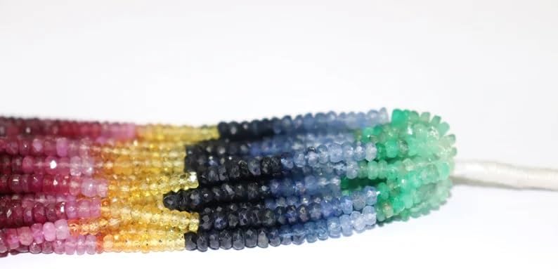 Multi Precious Faceted Rondelle Beads 4.5MM Multi Rainbow Sapphire Wholesale Beads Strand for Jewelry Making