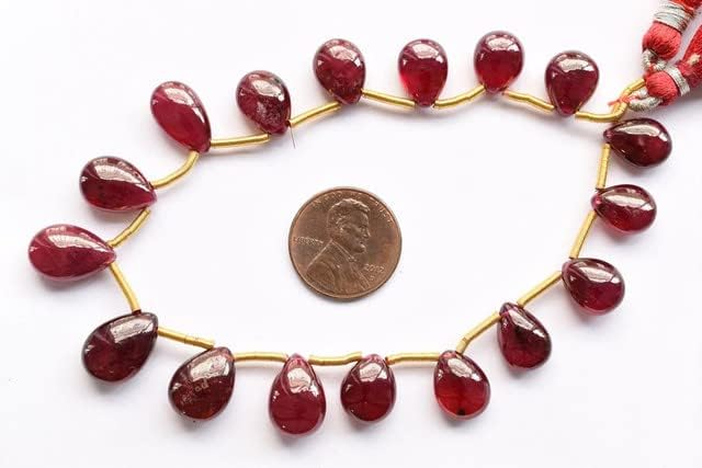Glass Filled Ruby Smooth Pear Shape Drops Treated Gemstone Plane Side Drill Beads Line | Ruby Beads Strand | Rare Ge CHIK-STNRD-3073