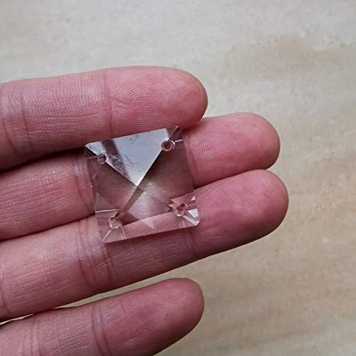 Chandelier Crytal 50pcs/lot 14mm/18mm/22mm Clear Crystal Square Beads in 4 Holes for Chandelier Parts Beads DIY Lighting Accessories - (Color: 28x28mm/ Size: with 4 holes)