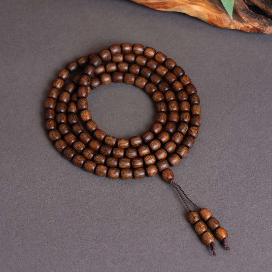 Fusen Red Clay Agarwood Prayer Beads 7×7mm*108 Beads, Sinking Grade