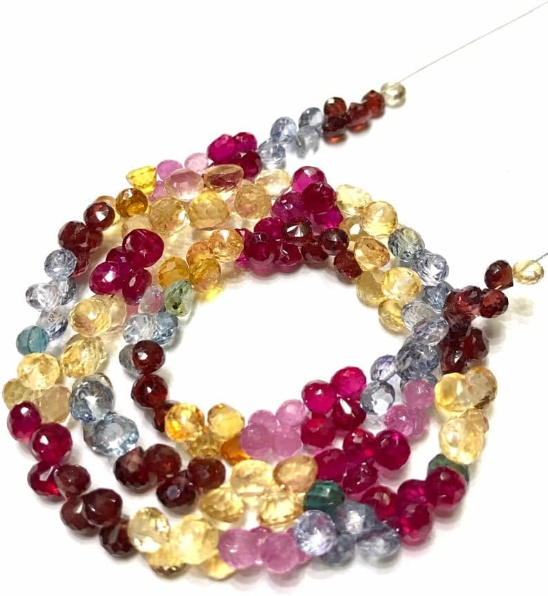 Natural Multi Onion Faceted Beads 4x6 18 inch Long String Jewelry Making Gemstone Beads for Necklace Bracelet