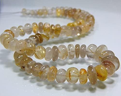Golden Rutile Smooth Beads Rondelle Shape 6x12.mm 18''Inches