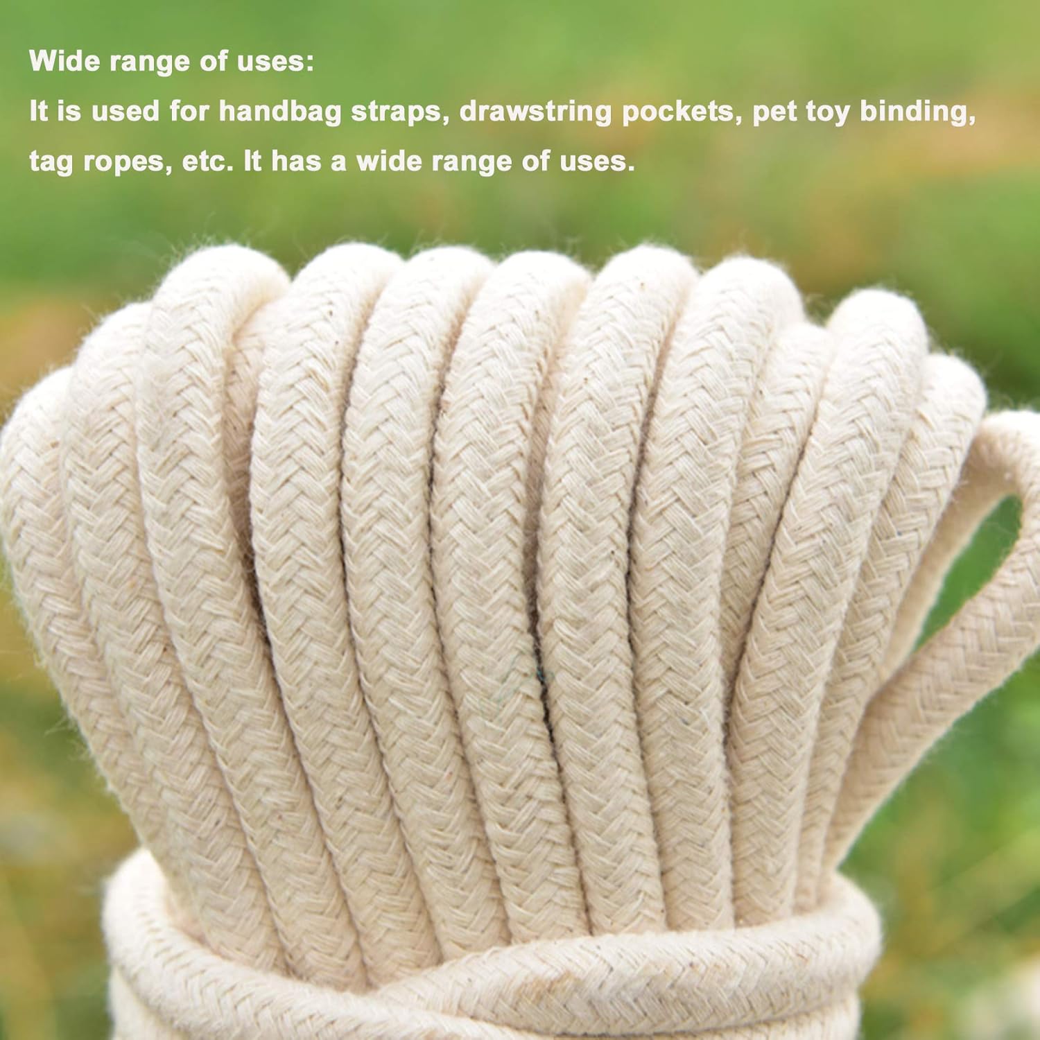 Cotton String Ball, Elastic cord, thread beading string,Macrame Cotton Rope 100M,Macrame Cord Soft Strong,Twisted Core-spun Rope,Multifunction Hand-woven Clothesline Binding Rope Flagpole Rope,White-5