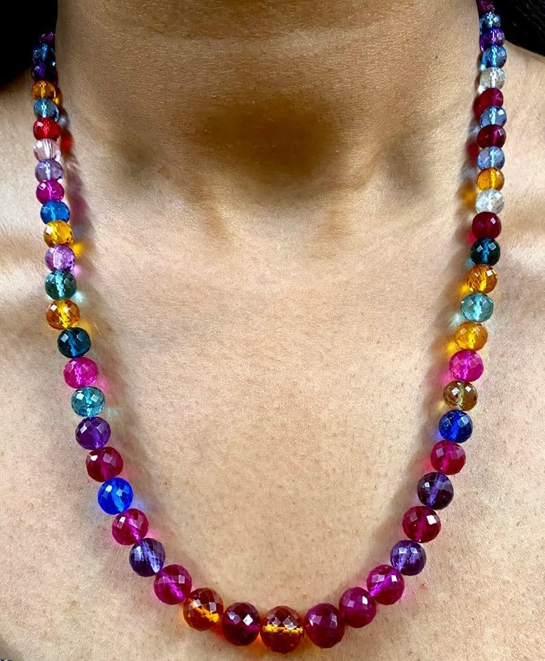 Natural Multi Sapphire Corundum roundelle facated Beads 5-9 MM 19 inch Long String Jewelry Making Gemstone Beads for Necklace Bracelet