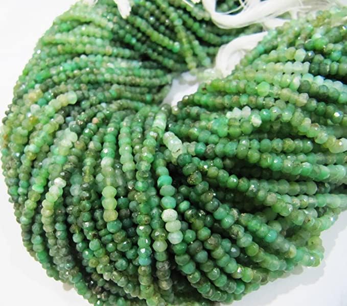 Hanumat Gems Lot of 5 Strands AAA Chrysoprase Rondelle Faceted 3-4mm Strands 13 inches Long Genuine Gemstone Beads Sold in Wholesale Prices Beads