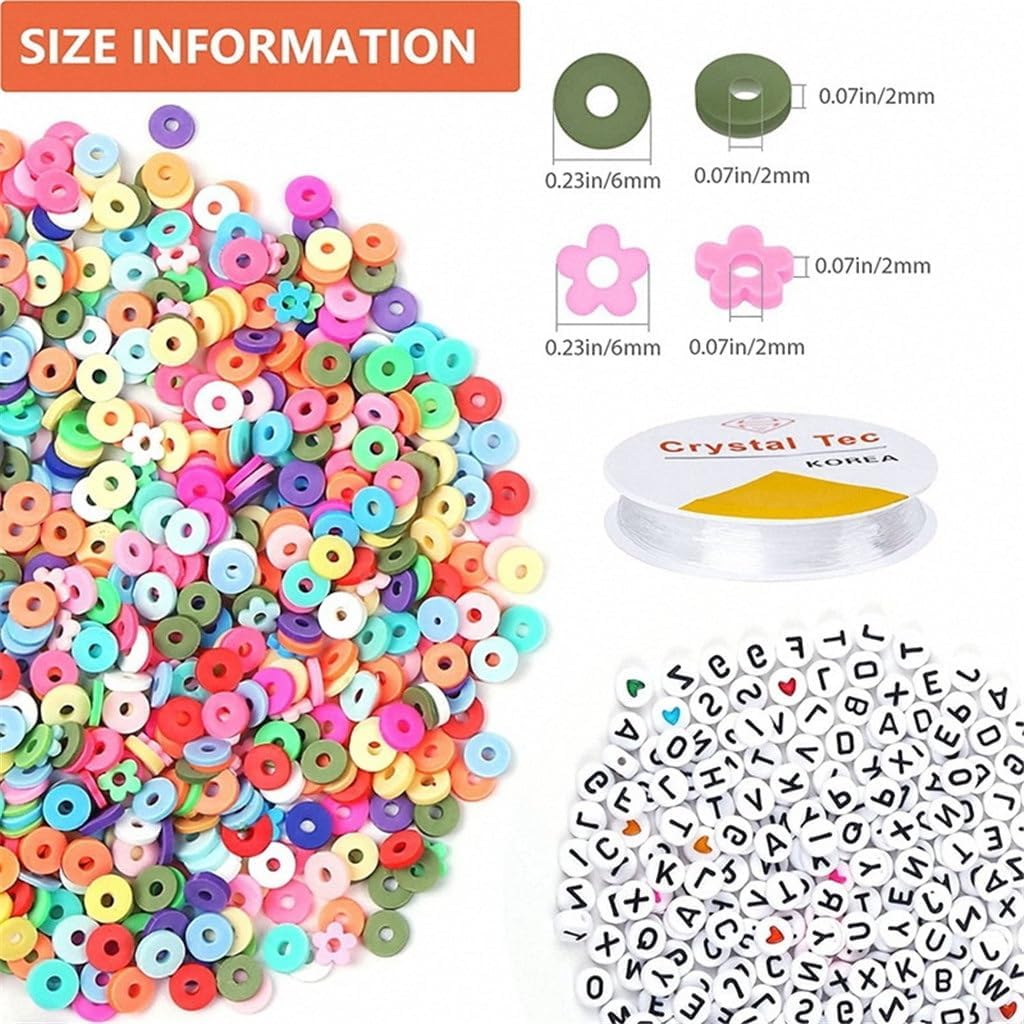 4800 Pieces of 6mm Flat Polymer Clay Beads Soft Slices DIY Jewelry Accessories