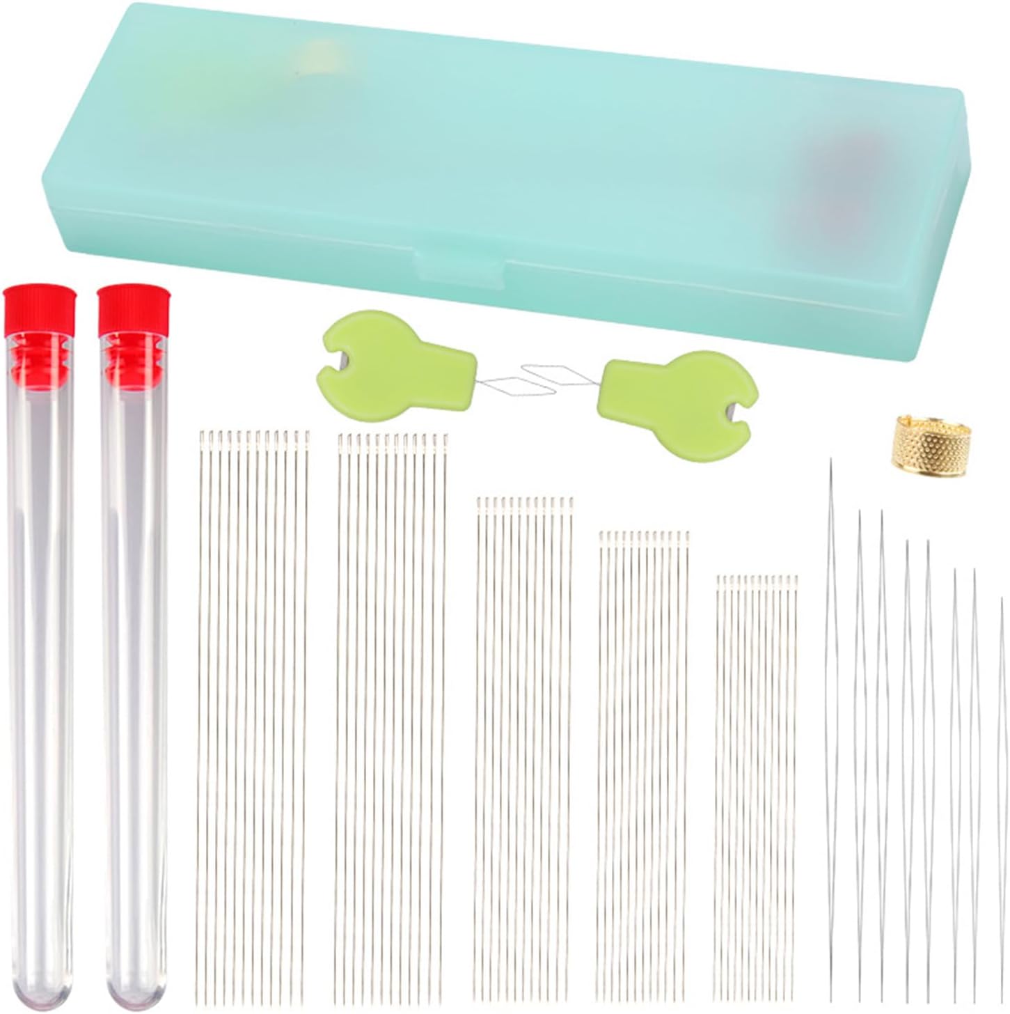 68Pcs Beading Needle Set for Jewelry Making Include Long Straight Beading Thread Needle and Big Eye