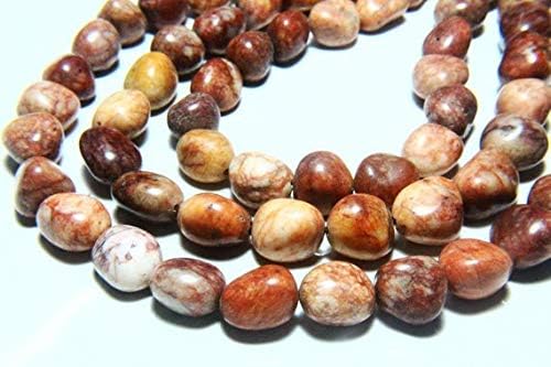 13 inch natural beads strand of 10x11-12x15mm smooth nugget tumble red jasper gemstone beads for DIY jewelry - necklace, bracelet, earring, ring.