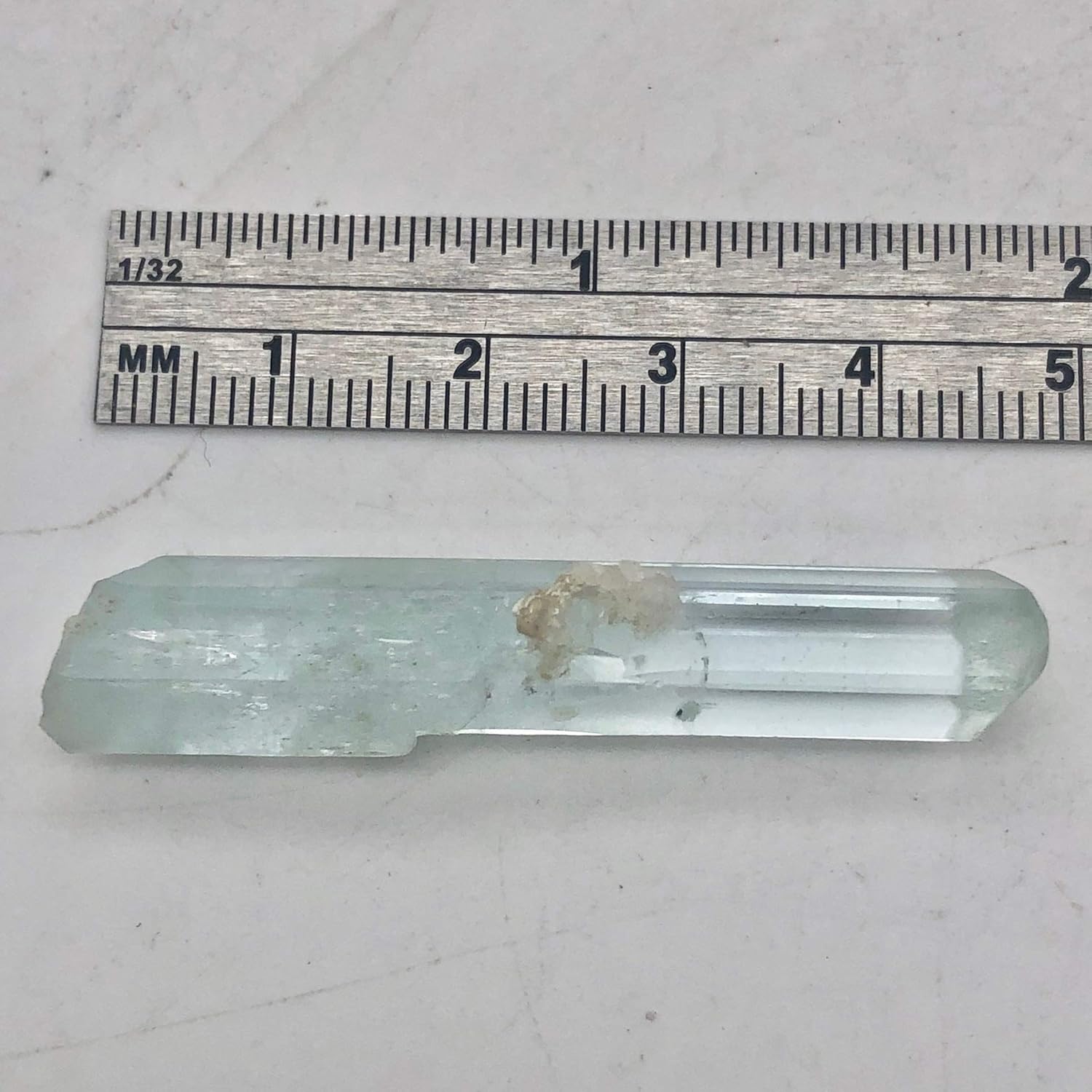 One Rare Natural Aquamarine Crystal | 46x9x10mm | 31.595cts | Sky Blue |