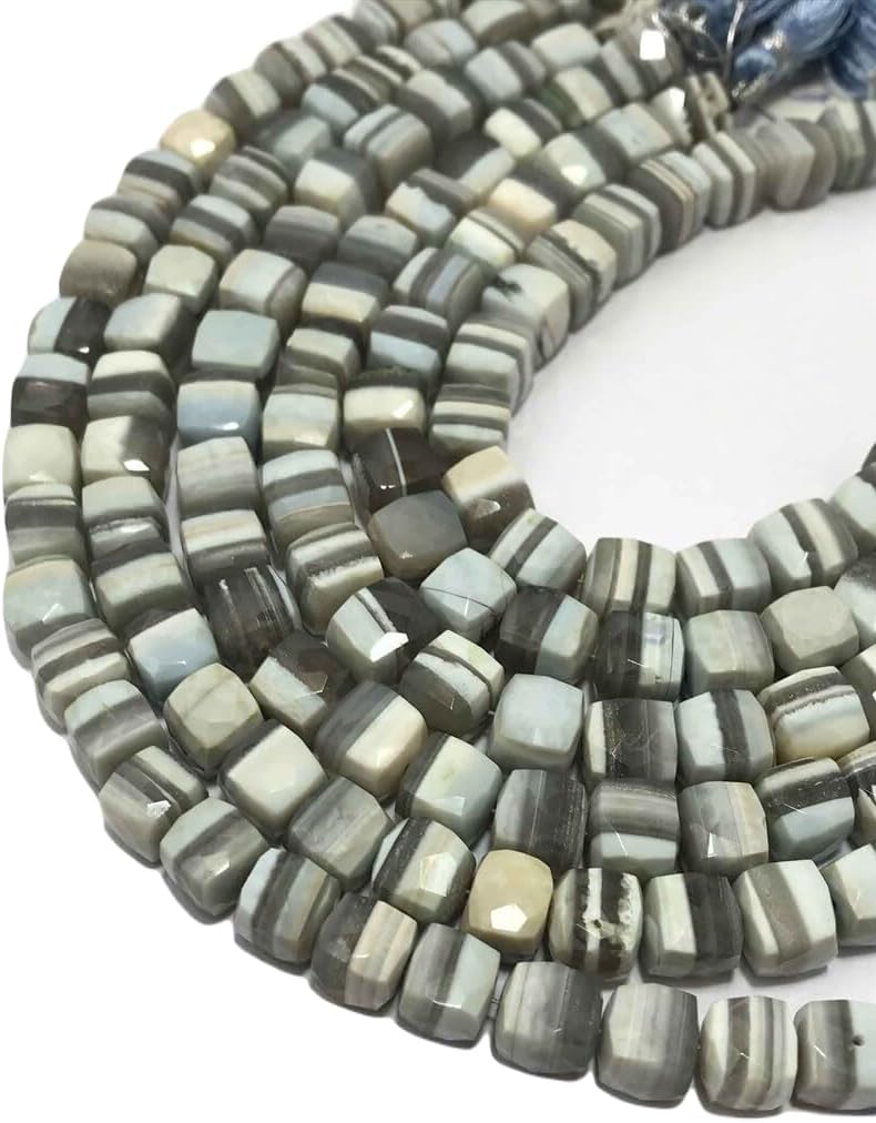 13 inch Strand of Natural gem Boulder Opal, 7-9mm Box Faceted Beads for DIY Jewelry Making. | Beads_01691