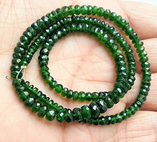 natural chrome diopside faceted beads,3 mm - 5 mm,15