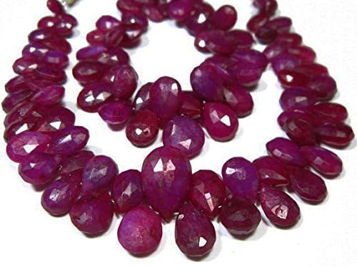 13 inch natural beads strand of 6x5-10x7mm faceted pear african ruby gemstone briolletes beads for DIY jewelry - necklace, bracelet, earring, ring.