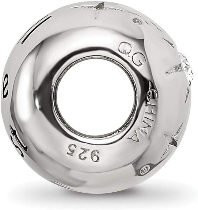 Sonia Jewels Solid 925 Sterling Silver Heart Reflections Enamel & Crystal All The Best Bead (10mm x 10.9mm)