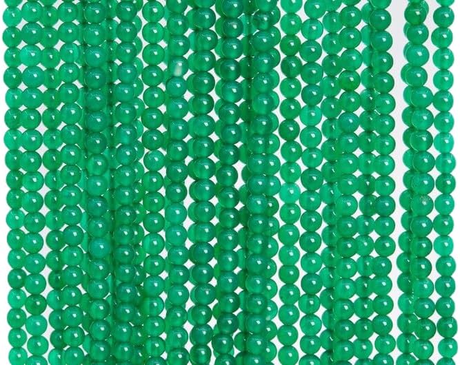 13 inch Strand of Natural gem Grass Green Agate, 4 mm Round Smooth Beads for DIY Jewelry Making. | Beads_03389, as per photo