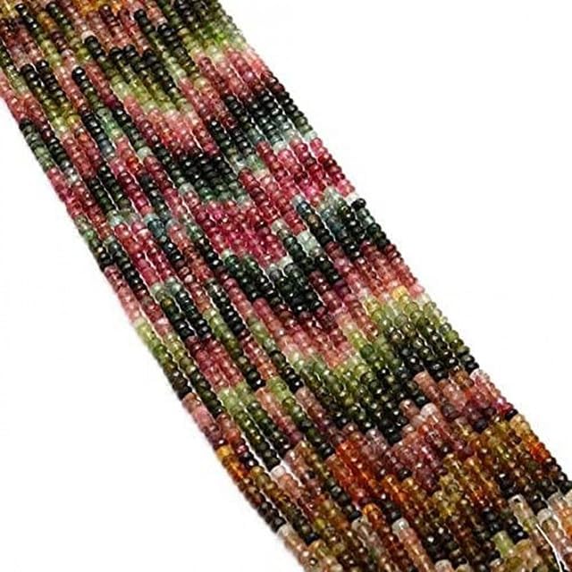 Multi Rainbow Tourmaline Rondelle Beads 4mm to 5mm Beads|13 inch lot of 5 Strands Chik-STRD- 93389