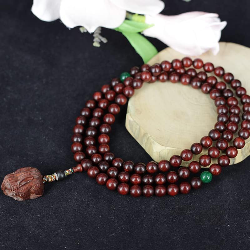 金星8mm108颗小叶紫檀文玩手链 佛珠项链女手串男毛衣链 兔子款式(小叶紫檀兔子款0.8)