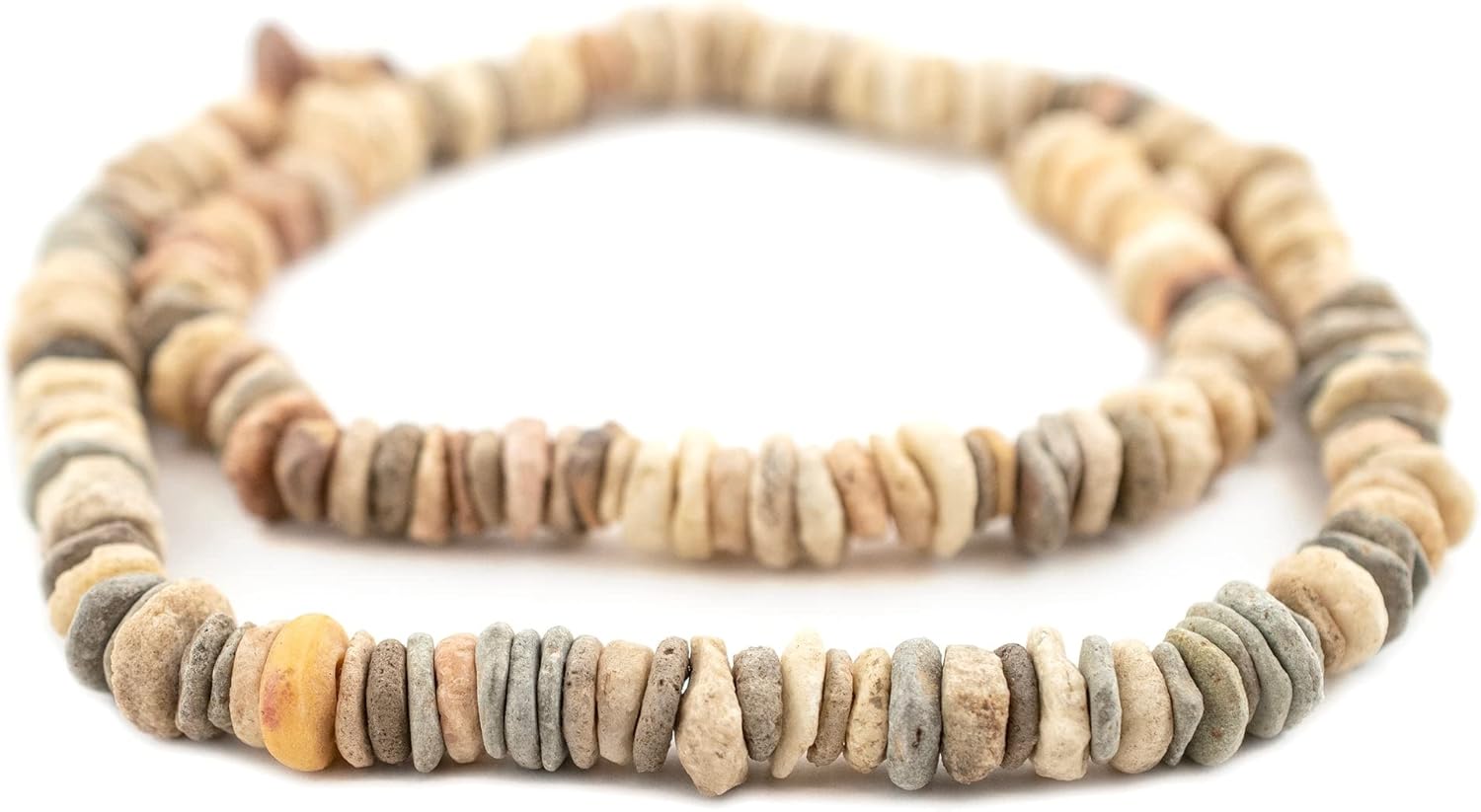 The Bead Chest Ancient Quartz Mali Stone Disk Beads 8-11mm African Brown Large Hole 25 Inch Strand Handmade