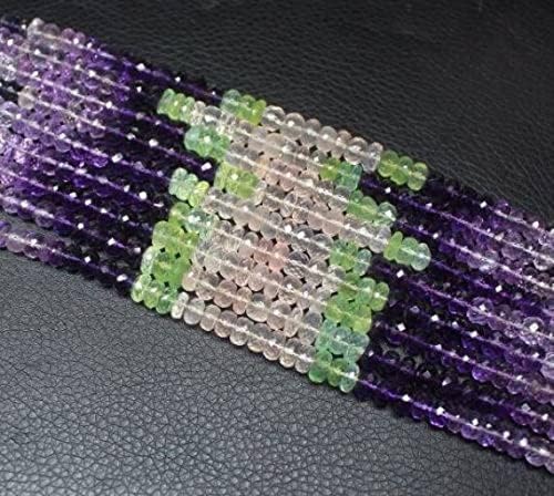 5 Strand Multi Gemstone Amethyst Labradorite Moonstone Micro Rondelle Gemstone Craft Beads 14