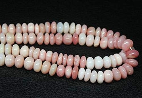 Natural Pink Opal Smooth Rondelle Gemstone Loose Craft Beads Strand 8 Inch Long 10mm Code-HIGH-1553