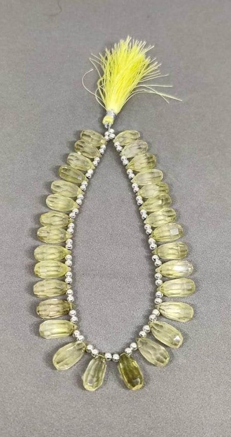 Natural Lemon Quartz TEardrop Faceted Beads 7.5 to 15.5 Mm 9 inch long string jewelry making gemstone beads for necklace bracelet