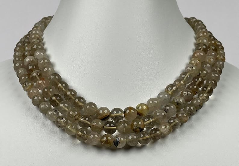 Natural Natural Golden Rutile Quartz rondella Smooth Beads 7-8mm 18 inch Long String Jewelry Making Gemstone Beads for Necklace Bracelet