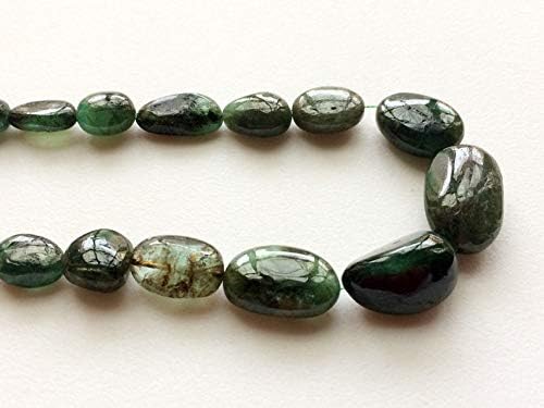 9 inch Strand of Natural Emerald 5-20 mm Oval Smooth Beads for Jewelry Making - Emerald Beads, Emerald Plain Oval Nuggets, Original Green Emerald, Emerald Necklace, 5-20mm, 9 inch, 24 pcs