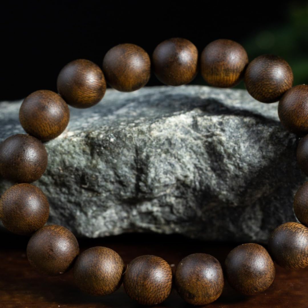 Natural Wild Fusen Red Earth Agarwood Aquilaria Hand-Stranded Beads Single Strand 12mm*17 Beads Honey-Sweet Cool Aroma Sinking Grade