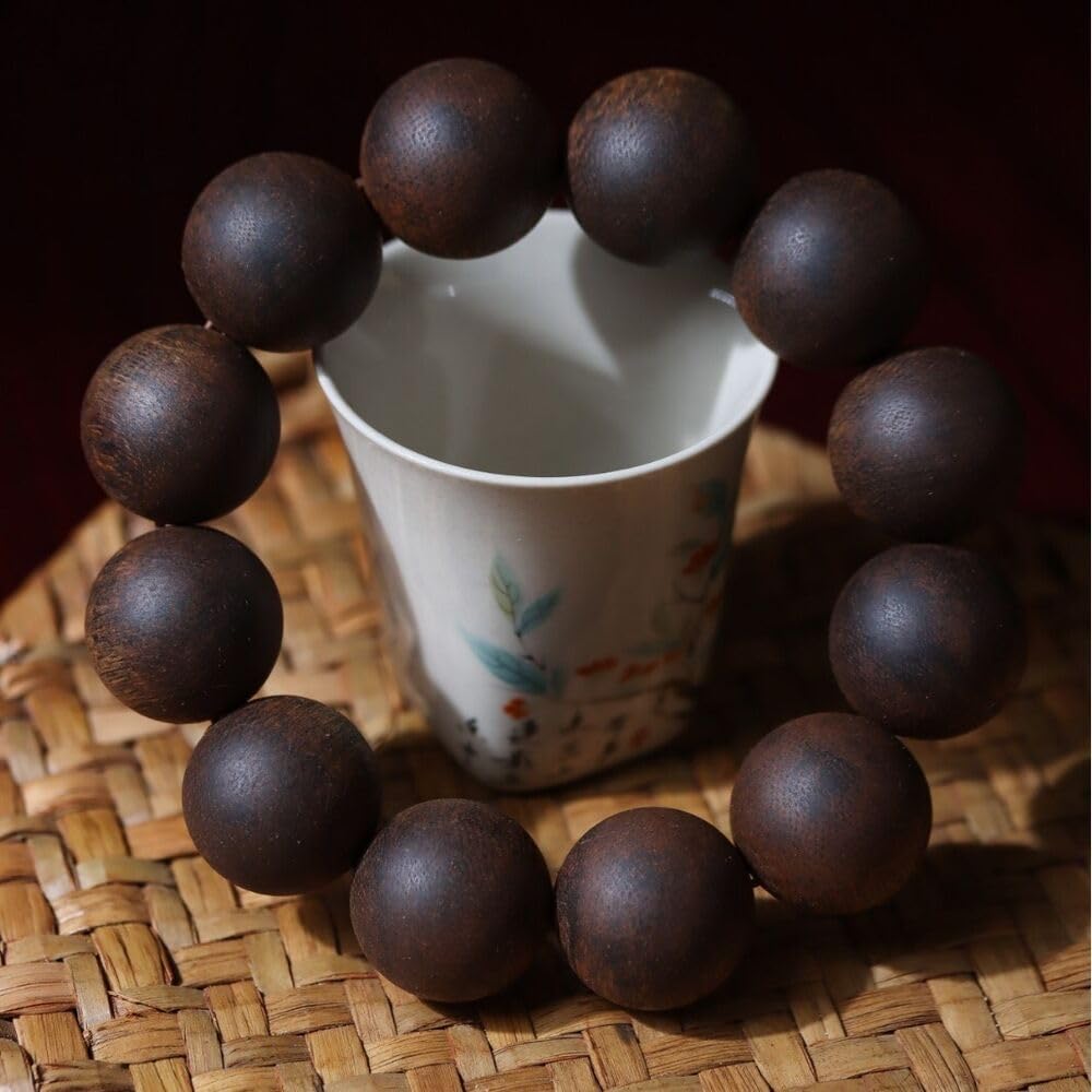 Agarwood 21mm*12pcs China Hainan Top Purple Chess Agarwood Skewers Buddha Beads Rosary