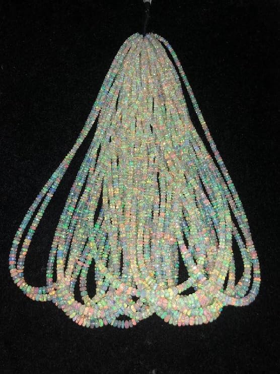 Ethiopian Opal Faceted Rondelle Beads AAA+ Opal Faceted Rondelle Beads 3-5 mm Flashy Ethiopian Opal Rondelle Beads for Making Jwelery