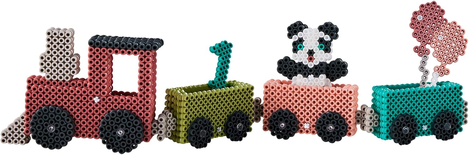 Hama Perlen 3624 Iron-On Beads 3D Birthday Train Art with Approx. 6,000 Midi Beads, 3 Pin Plates and 4 Connectors, Motif Template, Ironing Paper, for Children from 14 Years