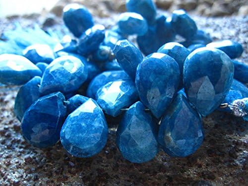13 inch natural beads strand of 15x10mm faceted teardrop chrysocolla gemstone briolletes beads for DIY jewelry - necklace, bracelet, earring, ring.