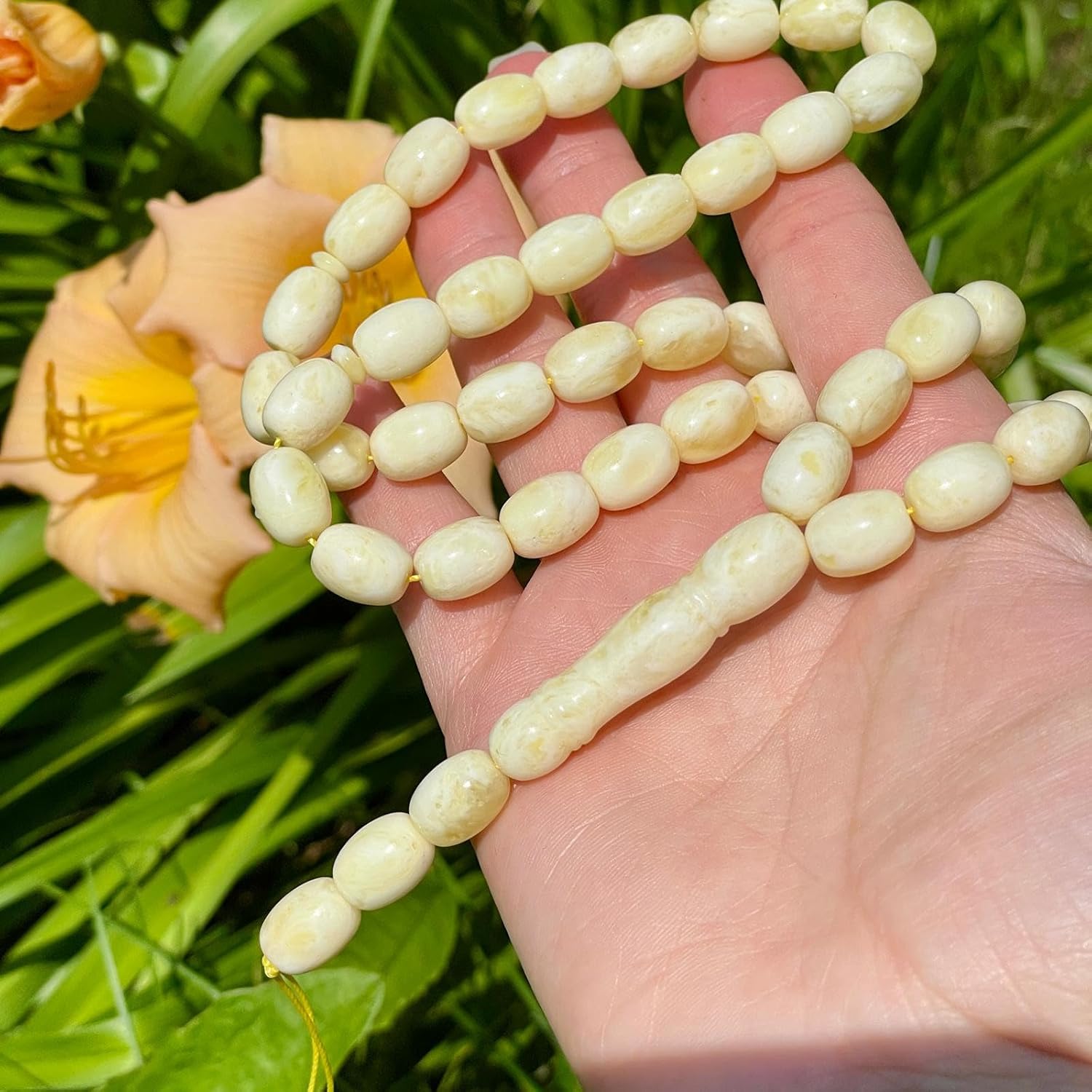 AMBERSTONE Muslim Prayer Beads Tasbih - Premium Handmade Baltic Amber Tasbeeh for Dhikr - Natural Milky Amber Islamic Rosary Misbaha Subha - 45+3 Beads / 33.6 g