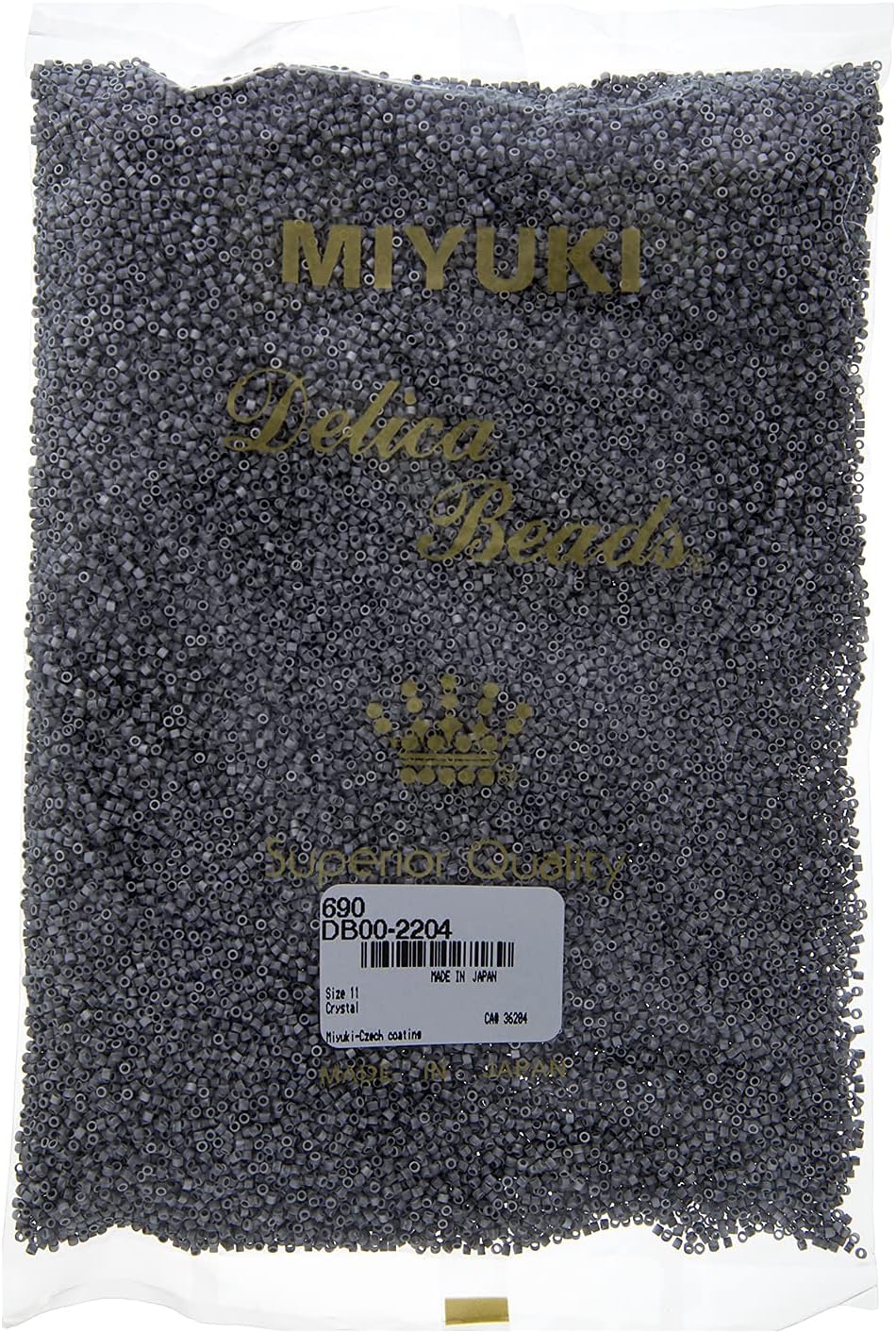 Miyuki Delica 11/0 - Crystal Labrador Matte DB2204-250gms Bag of Japanese Glass Beads Bulk Bag of Japanese Glass Beads