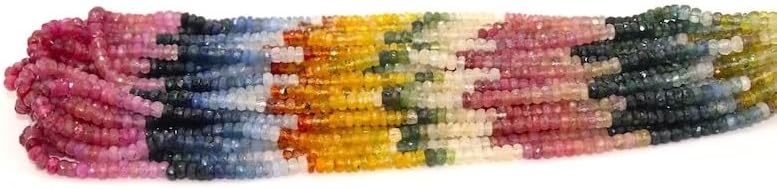 Natural Multi Sapphire Faceted Rondelle Beads 4-4.5mm Multi Precious Sapphire Beads Sapphire Multi Rainbow Beads