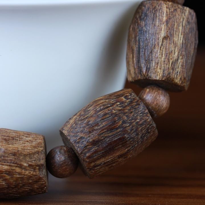 Vietnamese Agarwood sinensis Old Barrel Beads 22mm Freeform Bracelet