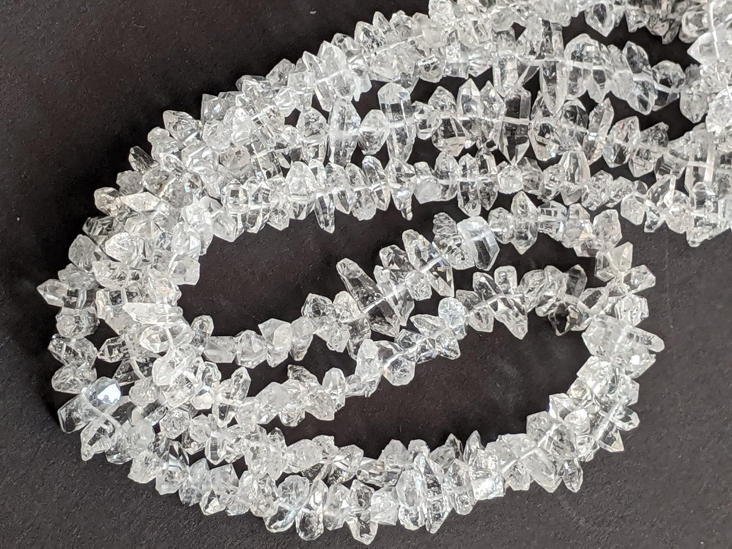 Clear Herkimer Diamond Beads, 8-11 mm Natural Center Drilled Clear Raw Herkimer Diamond Quartz Nuggets for Jewelry (4 IN To 16 IN) - ASG55