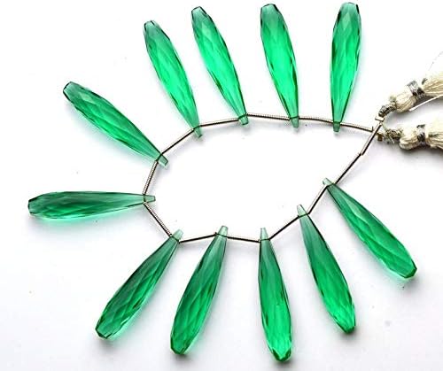 GEMZ 13 inch Strand of Natural Emerald Quartz Tear Drop Shape Faceted Cut Green Color briollete Beads for DIY Jewelry Making- Earring Necklace Bracelet.