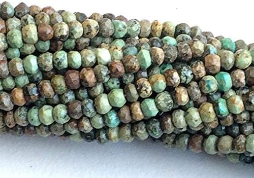 1 Strand Natural Turquoise Faceted Rondelles, Tiny Beads, Turquoise Necklace, 3.5-4mm, 13 Inch Code-HIGH-16103