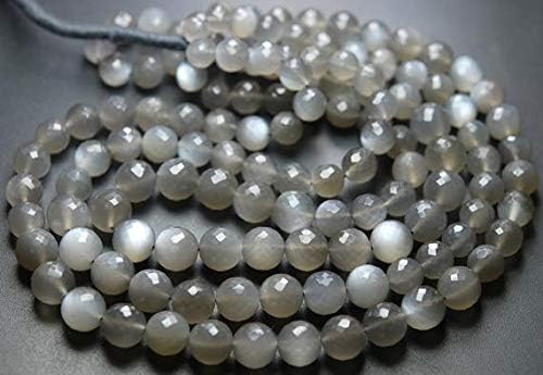7 Inch Strand, Natural Grey Moonstone Faceted Round Balls Shape Beads,9-10mm Size Code-HIGH-57337