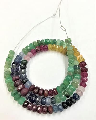 13 inch Strand of Natural gem Multi Gemstone, 5x6mm rondelle Faceted Beads for DIY Jewelry Making. | Beads_05474