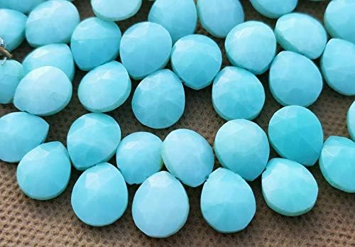 GEMZ 10 inch Strand of Natural Blue Peruvian Opal pear Shape Faceted Cut Blue Color briollete Beads for DIY Jewelry Making- Earring Necklace Bracelet.