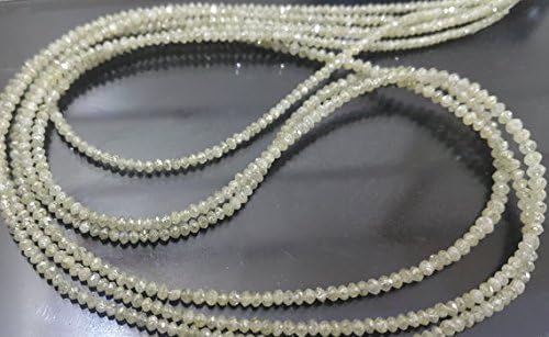 13 inch natural beads strand of 2.5-2mm faceted rondelle pale yellow white diamond gemstone beads for DIY jewelry - necklace, bracelet, earring, ring.