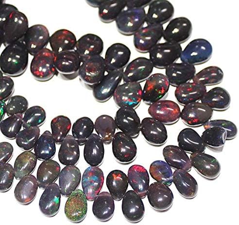 1 Strand Black Opal pear Drop Smooth 20'' Long Strand Gemstone Beads, Jewelry Supplies for Jewelry Making, Bulk Beads, for Meditation Jewellery for Reiki Healing Mystic Gemstone 8mm to 15mm
