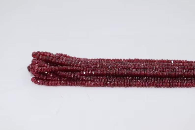 Natural Longido Ruby Faceted Rondelle 3mm Beads Strand for Jewelry Making