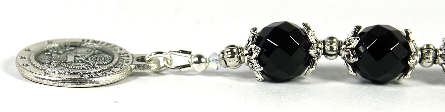 United States Army Catholic Prayer Beads St Michael Chaplet Lapis Agate Natural Gemstone beads Blessed with Anointing Oil