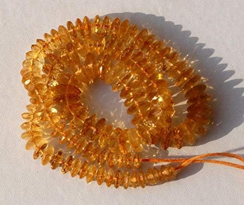 13 inch natural beads strand of 6-11mm faceted rondelle citrine gemstone beads for DIY jewelry - necklace, bracelet, earring, ring.