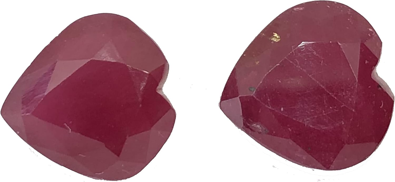 17.28 Ct Pair Deep Red Ruby Heart Shape Size 12 mm Cut Faceted Attractive High Quality Fine Loose Gemstone Best For Making Earring Jewelry- Give Your Jewelry a Fabulous Look