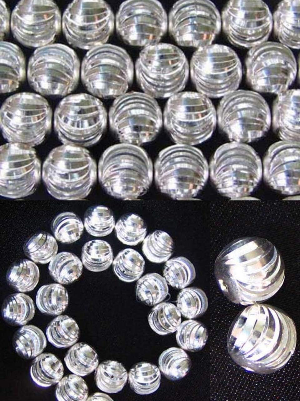 Shimmering Laser Cut Sterling Silver Bead Strand 108597 for Jewelry Making