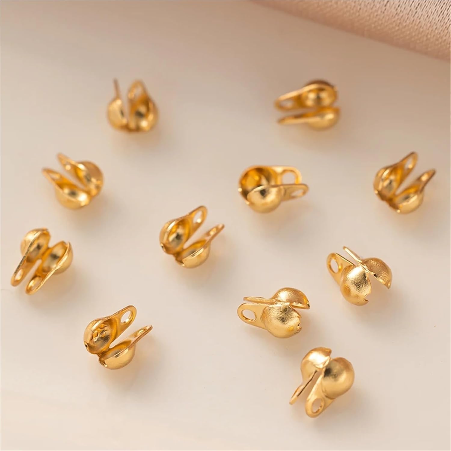 Knot Covers for Jewelry Making 2000pcs Stainless Steel End Clasp Beads Open Cover Crimp Connector for DIY Necklaces Bracelets Jewelry(B Gold 3.2mm)