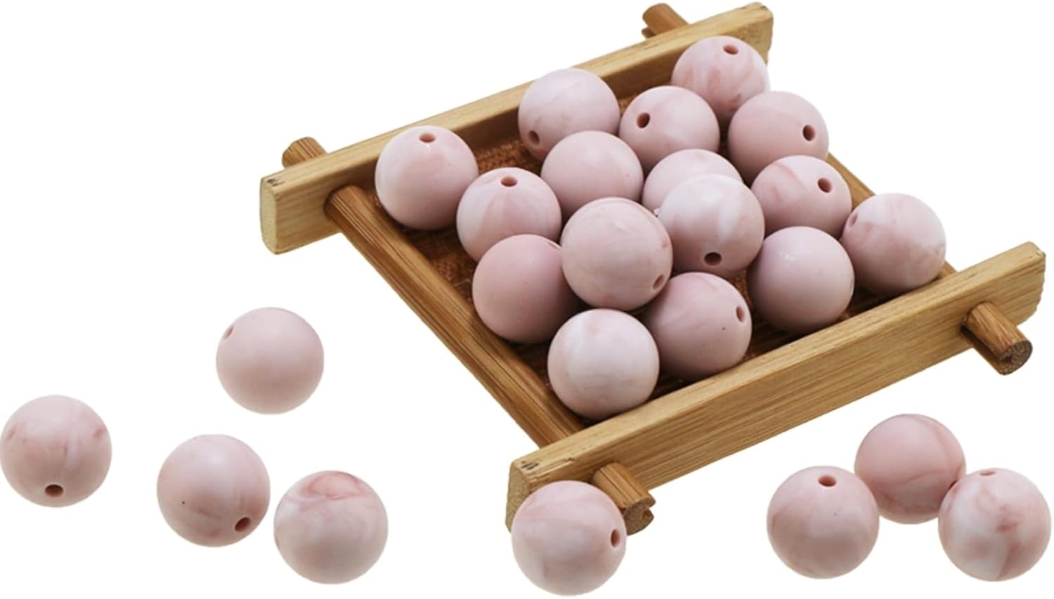 Silicone Beads Bulk 10mm 12mm 15mm 20mm DIY Necklace Bracelet Keychain Making Craft Set Jewelry, Colorful Silicone Beads Bulk Round Marble Silicone Beads Loose with Accessories (10mm Blue)